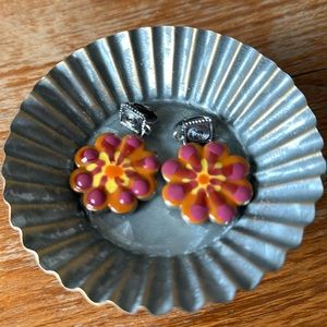 Vintage Dangle Poppy clip earrings